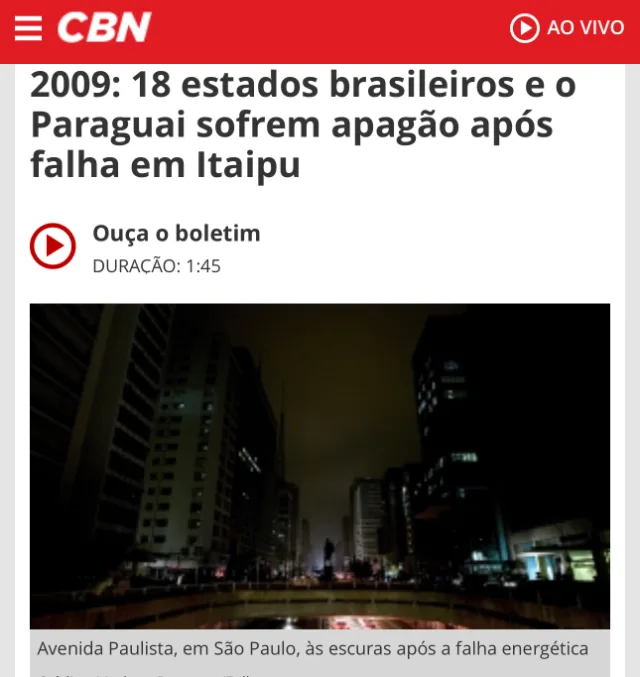 Apagão de 2009 — maior blecaute da história do Brasil, Avenida Paulista às escuras