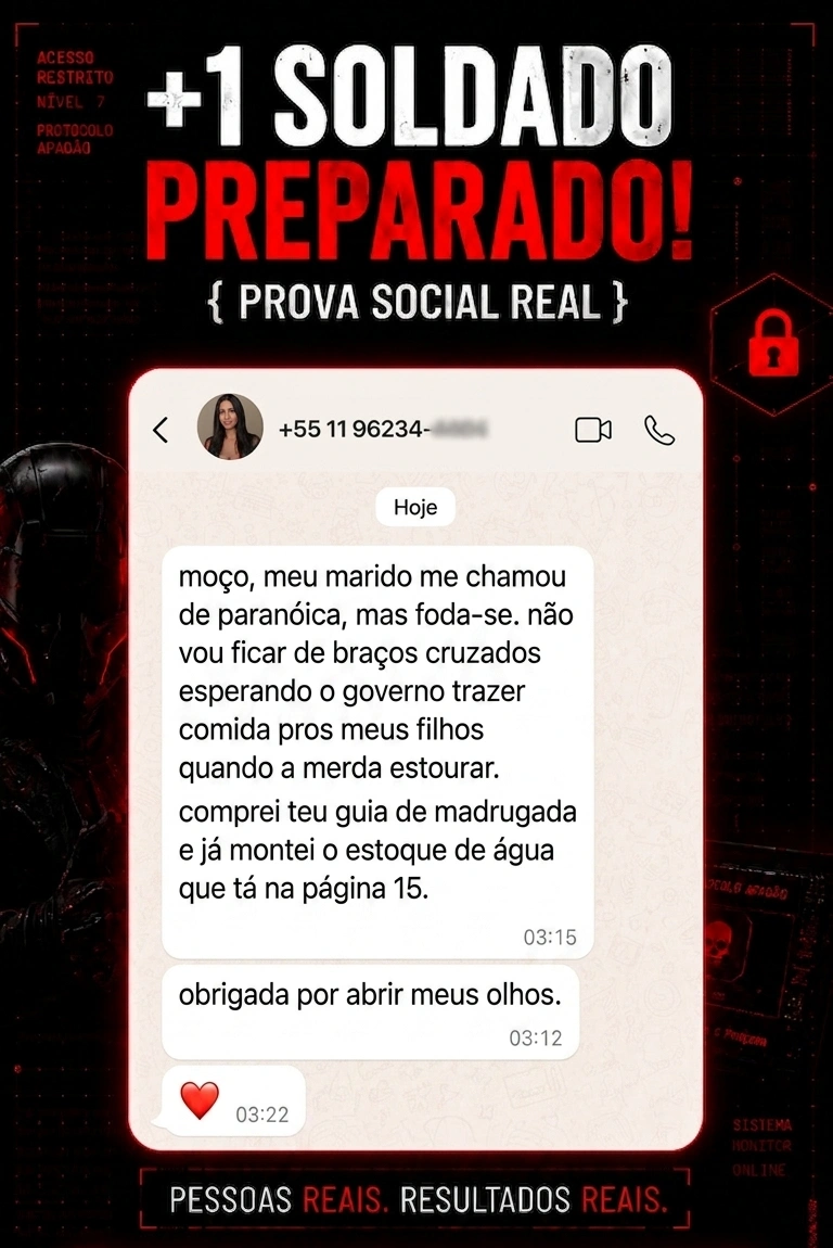 Depoimento WhatsApp — montei o estoque de água da página 15